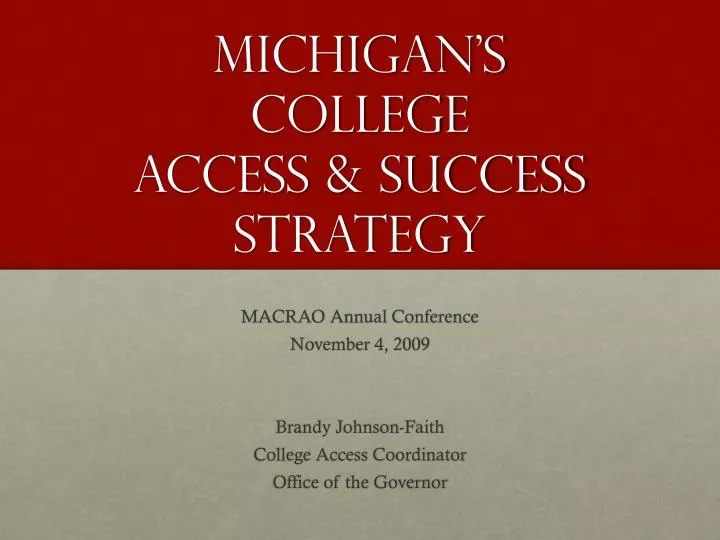 michigan s college access success strategy