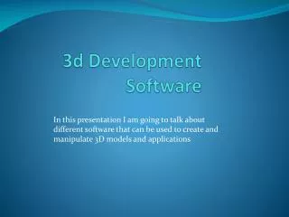 3d Development Software