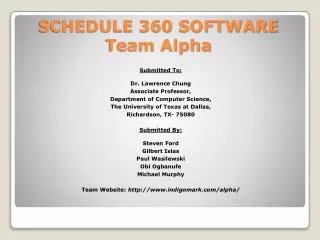 SCHEDULE 360 SOFTWARE Team Alpha