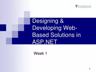 Designing &amp; Developing Web-Based Solutions in ASP.NET