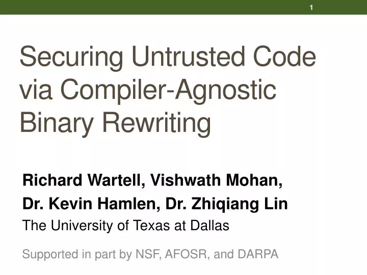 securing untrusted code via compiler agnostic binary rewriting