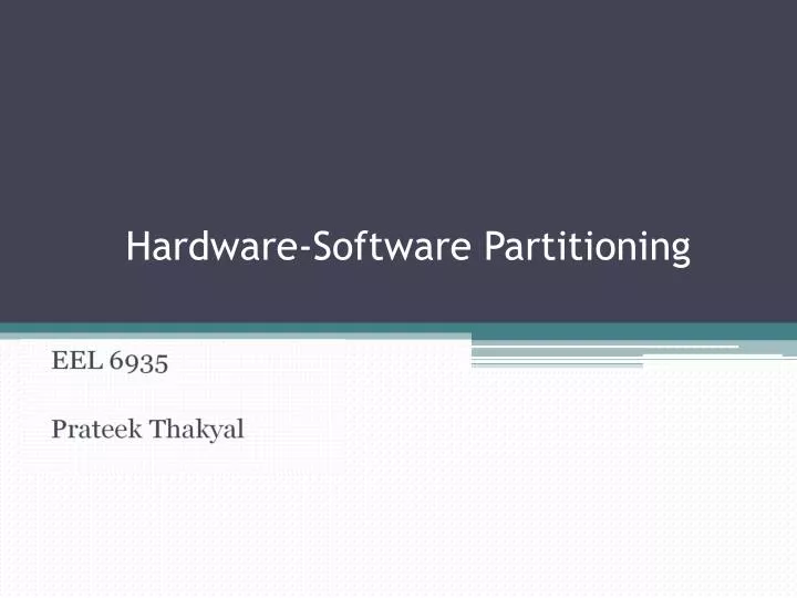 hardware software partitioning