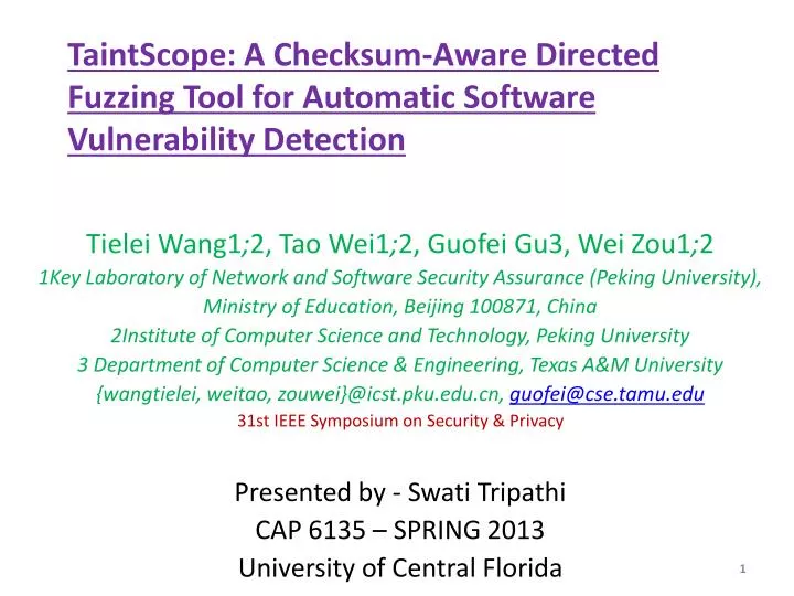 taintscope a checksum aware directed fuzzing tool for automatic software vulnerability detection