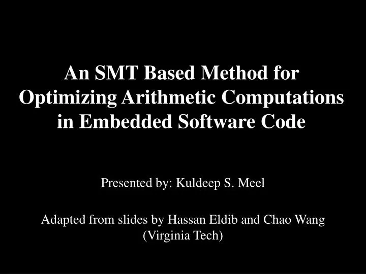 an smt based method for optimizing arithmetic computations in embedded software code