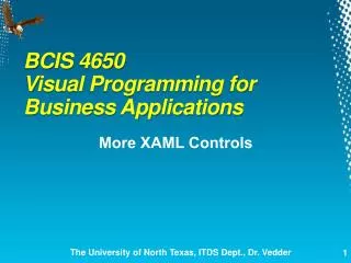 BCIS 4650 Visual Programming for Business Applications