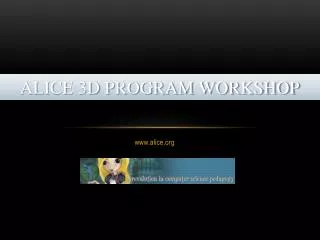 Alice 3d program Workshop