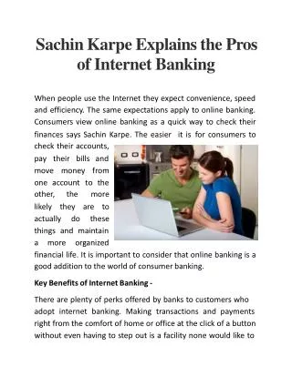 Sachin Karpe Explains the Pros of Internet Banking