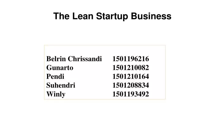the lean startup business