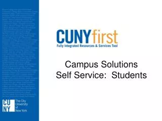 Campus Solutions Self Service: Students