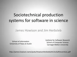 Sociotechnical production systems for software in science
