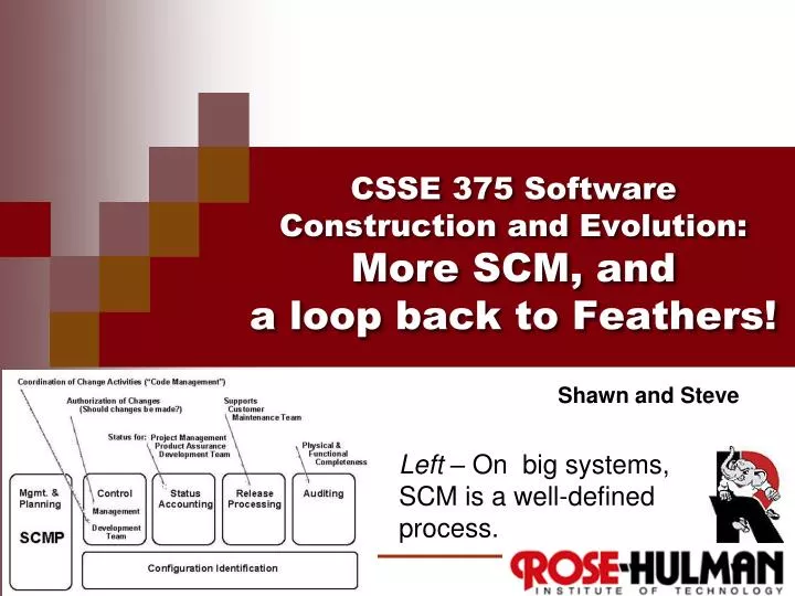 csse 375 software construction and evolution more scm and a loop back to feathers