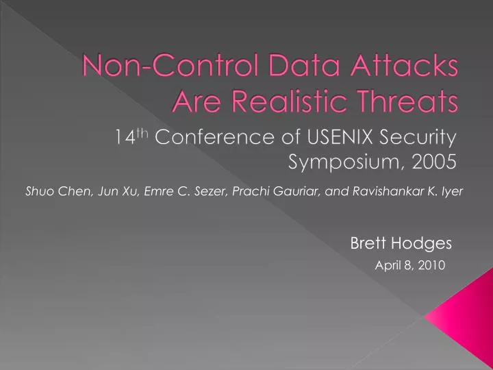 non control data attacks are realistic threats