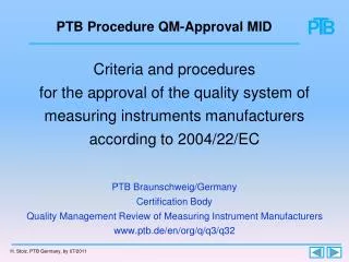 PTB Procedure QM-Approval MID