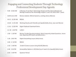 Engaging and Connecting Students Through Technology Professional Development Day Agenda