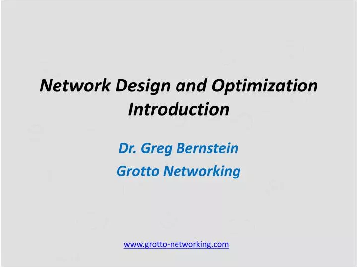 network design and optimization introduction