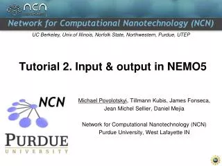 Tutorial 2. Input &amp; output in NEMO5
