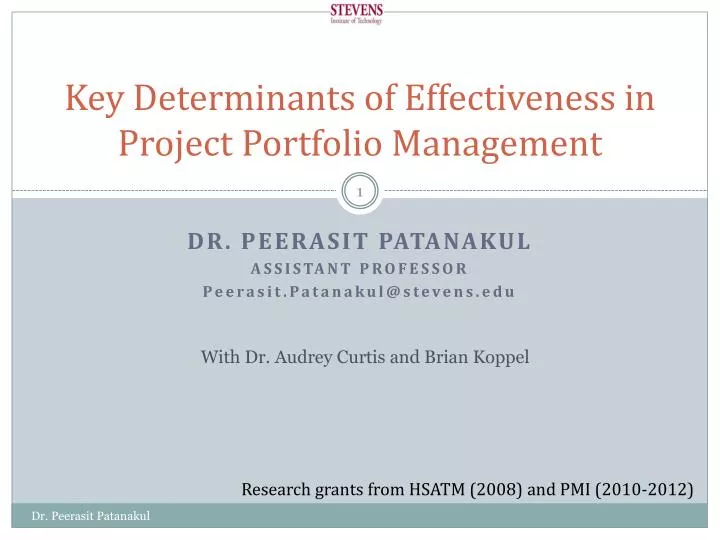 key determinants of effectiveness in project portfolio management