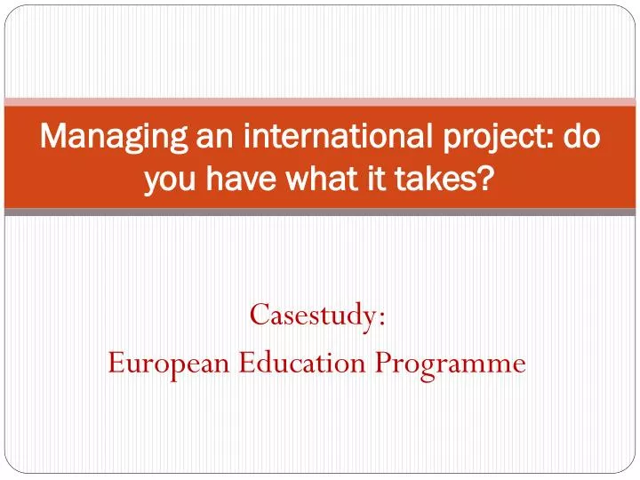 managing an international project do you have what it takes