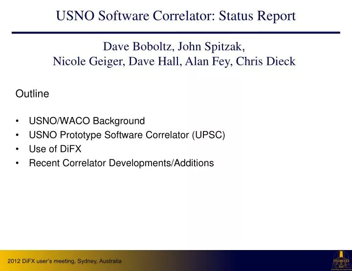 usno software correlator status report