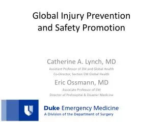 Global Injury Prevention and Safety Promotion