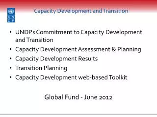 Capacity Development and Transition