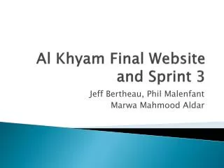 Al Khyam Final Website and Sprint 3