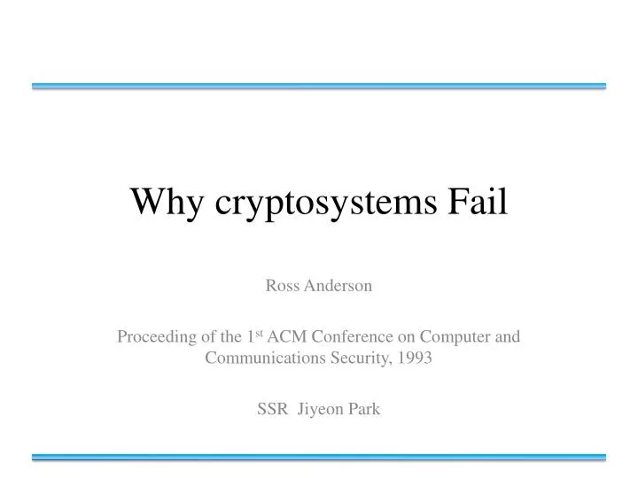 why cryptosystems fail