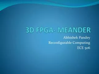 3D FPGA- MEANDER