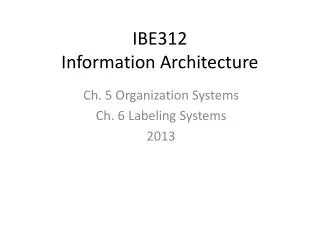 IBE312 Information Architecture