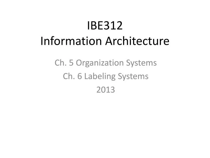 ibe312 information architecture