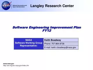 Software Engineering Improvement Plan FY12