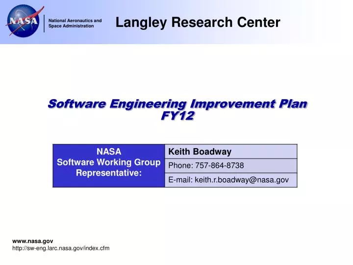 software engineering improvement plan fy12