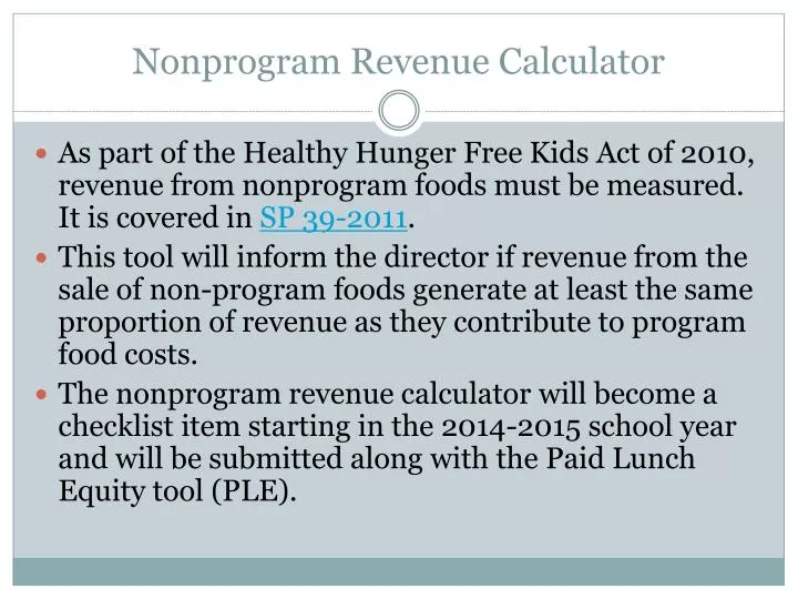 nonprogram revenue calculator