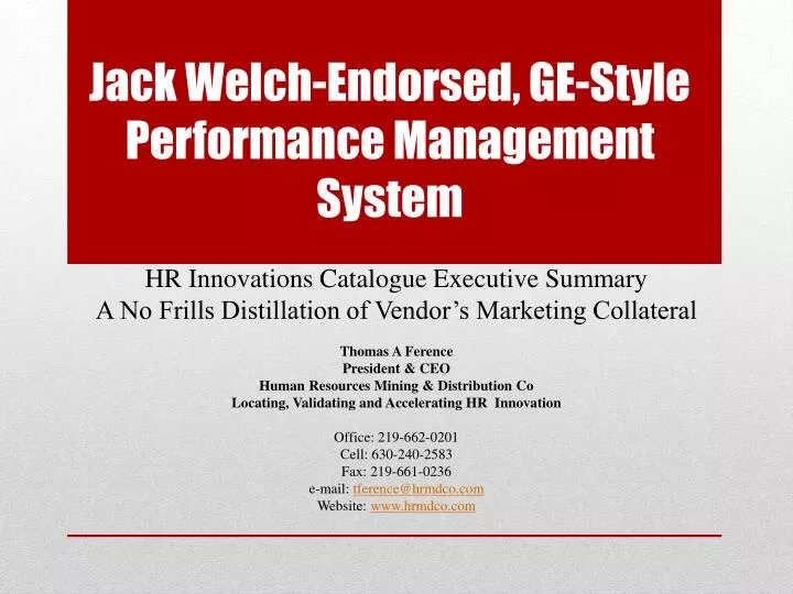 jack welch endorsed ge style performance management system