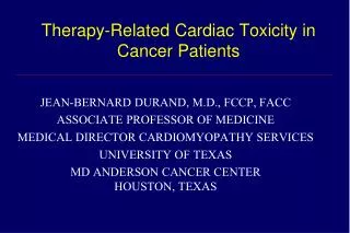 Therapy-Related Cardiac Toxicity in Cancer Patients