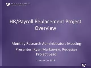 HR/Payroll Replacement Project Overview
