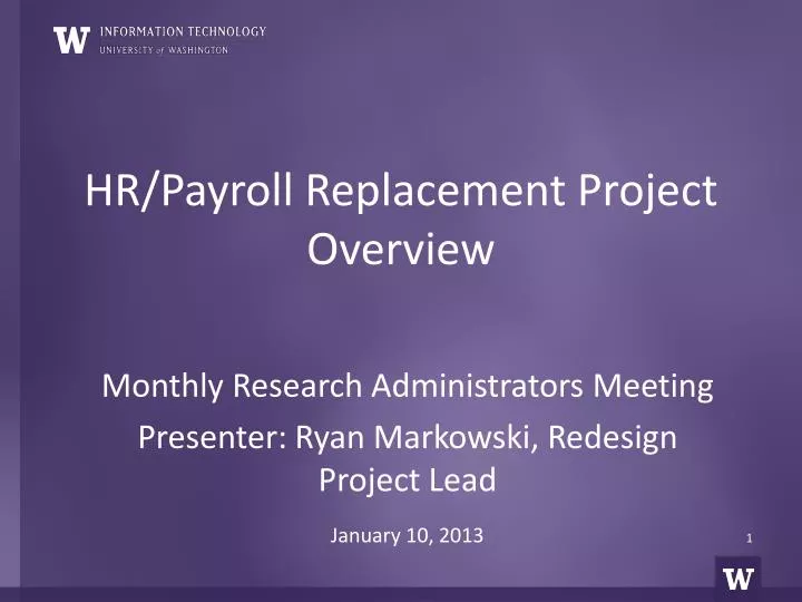 hr payroll replacement project overview