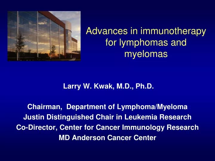 advances in immunotherapy for lymphomas and myelomas