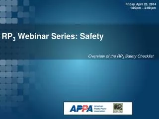 RP 3 Webinar Series: Safety