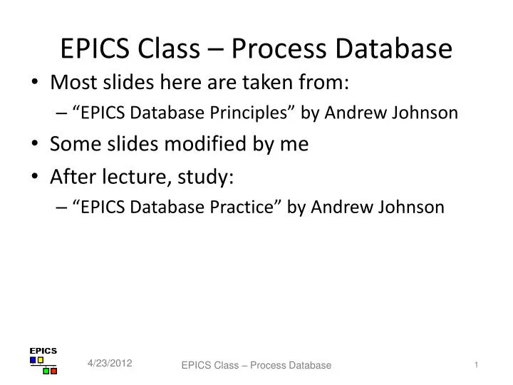 epics class process database
