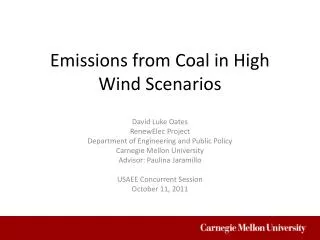 Emissions from Coal in High Wind Scenarios