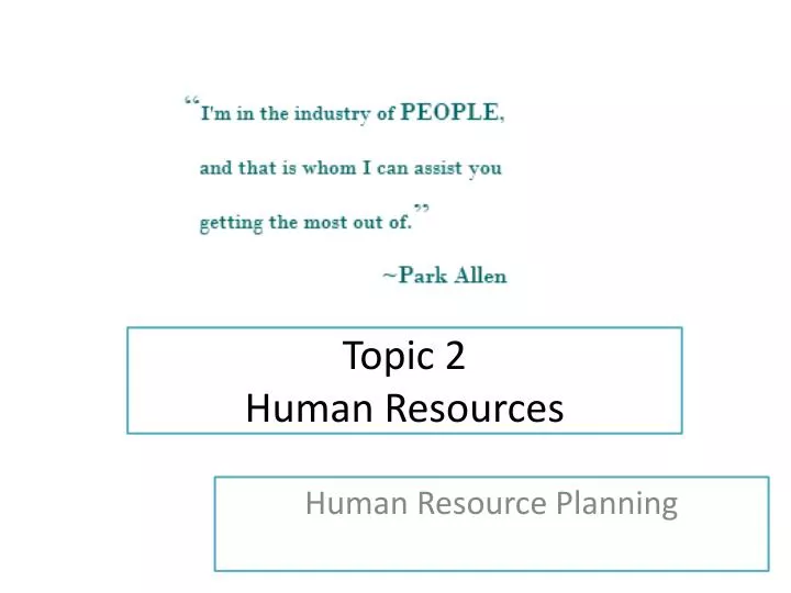 topic 2 human resources