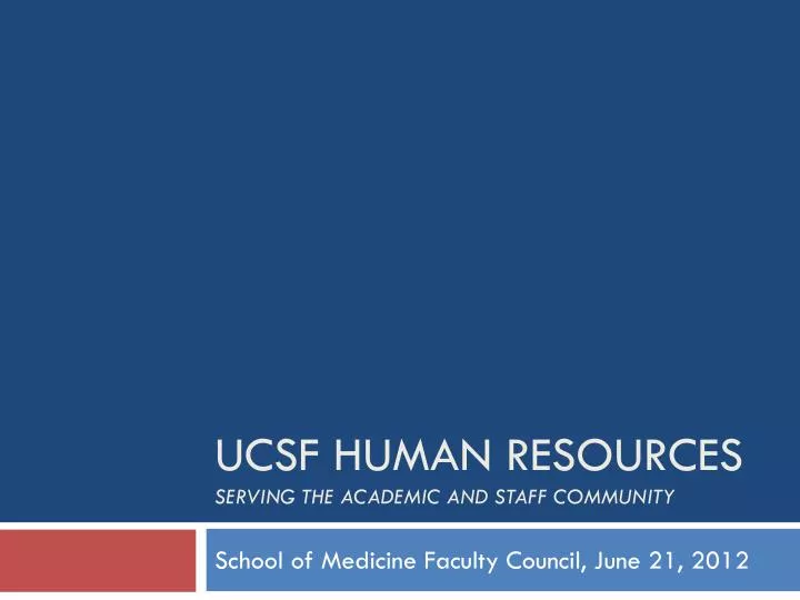 ucsf human resources serving the academic and staff community