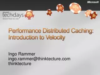 Performance Distributed Caching: Introduction to Velocity