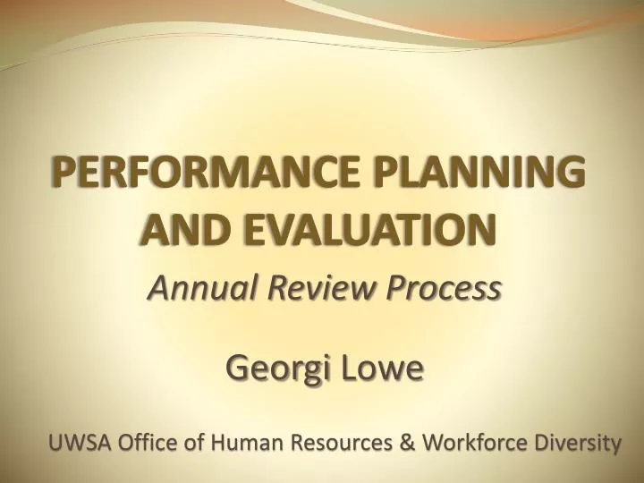 performance planning and evaluation