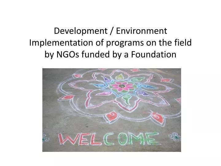 development environment implementation of programs on the field by ngos funded by a foundation