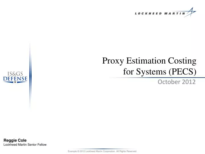 proxy estimation costing for systems pecs