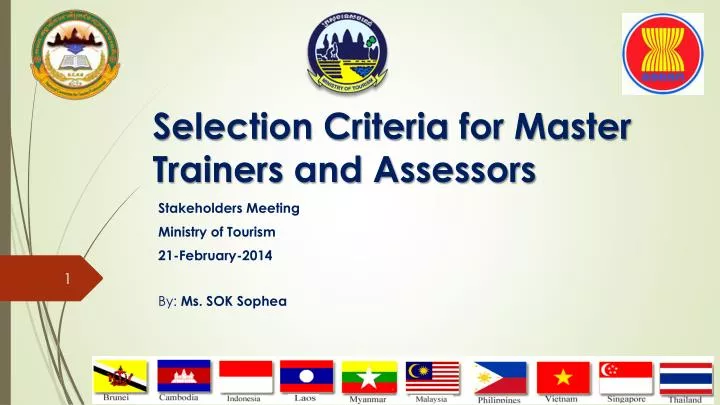 selection criteria for master trainers and assessors