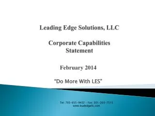 Leading Edge Solutions, LLC Corporate Capabilities Statement