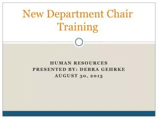 New Department Chair Training